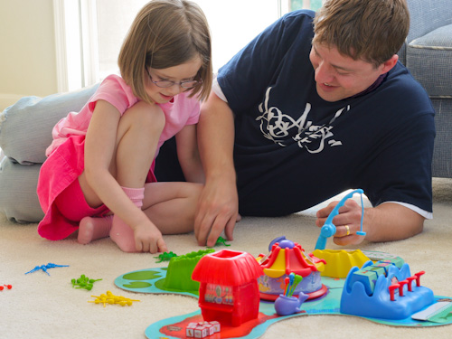 Lauren and Dave playing Balloon Lagoon
