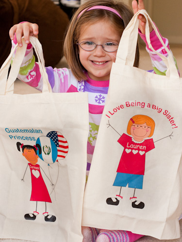 Lauren with tote bags