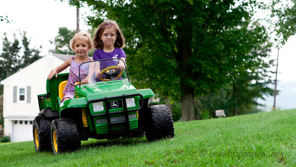 NY, Lauren and Cousin Kasey on the John Deere NY, Lauren and Cousin Kasey on the John Deere