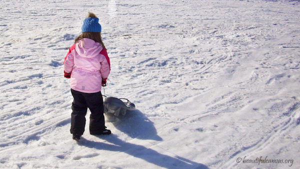 Lauren with sled Lauren with sled
