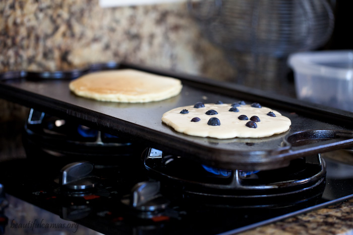 Pancakes on the cast iron griddle