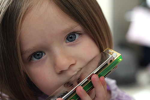 Lauren playing harmonica