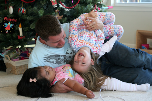 Dave and girls, Christmas in October