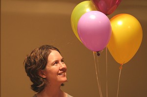 Lana with birthday balloons